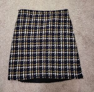 Chic Tweed Skirt - Blue, White, Gold